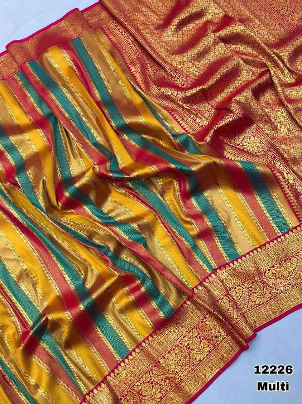 Aretuza Kanjivaram gold zari weaving saree multicolour