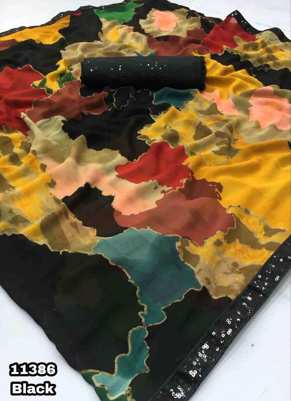 Inasa Multicolour Chiffon Saree