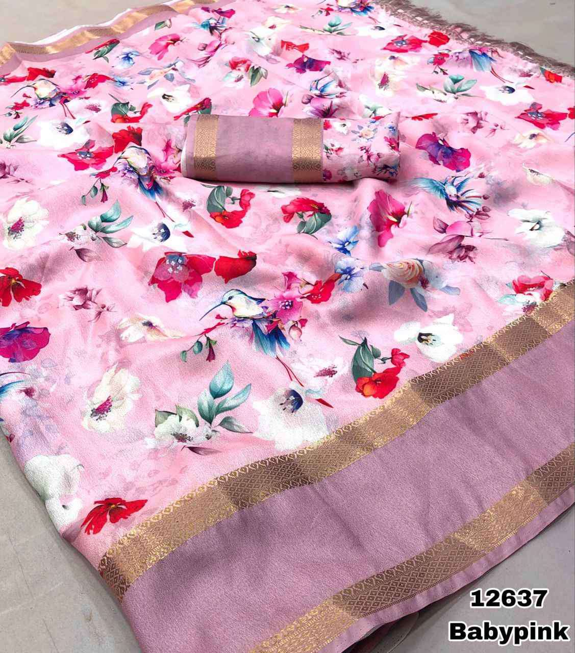 Anazia chiffon saree with floral digital print