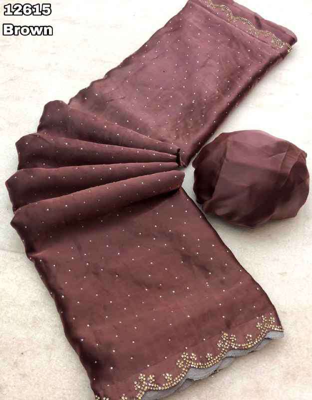 Malai Satin Smooth saree with siroski work and handwork border